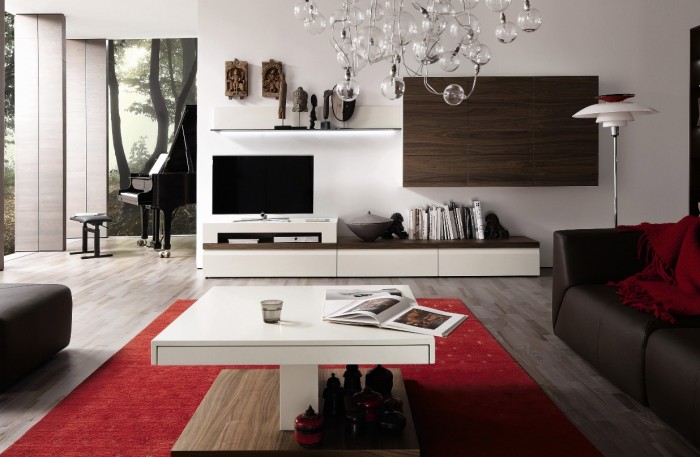White media center with wall unit