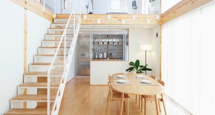 An urban Japanese loft promotes a calm, peaceful lifestyle through the use of the most basic essential materials of wood, glass and metal.