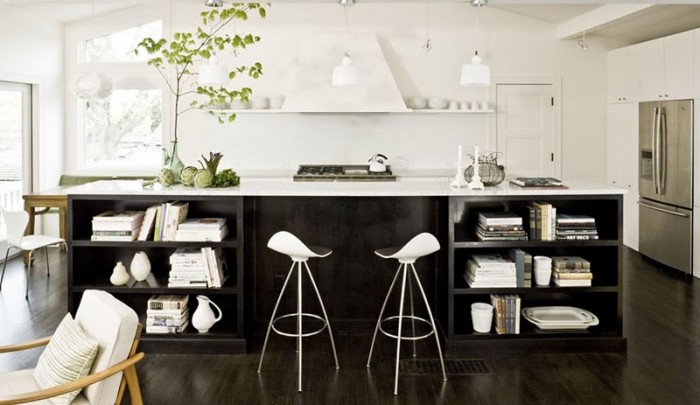 modern kitchen with dark wood