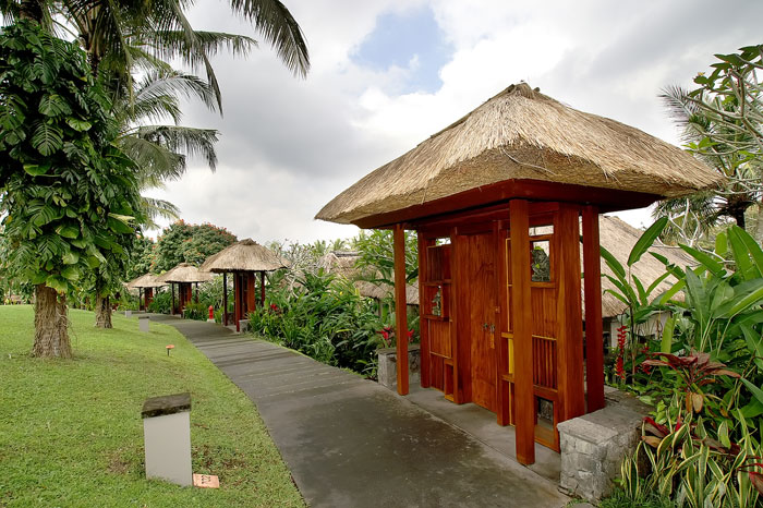 Each villa has a privately gated entrance with a path that leads down to the front door of the villa.
