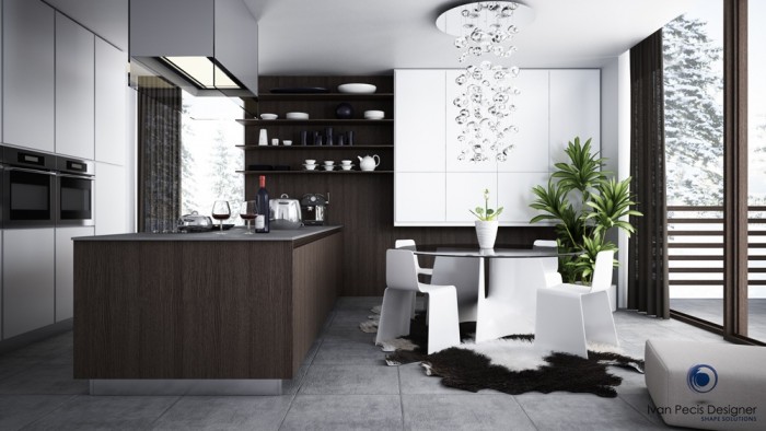 modern kitchen with dining area