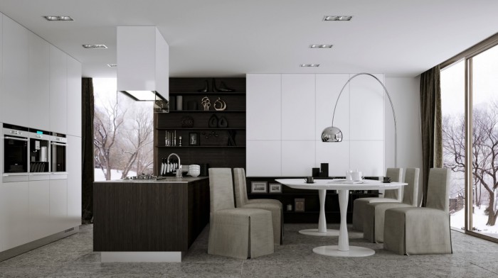 modern kitchen with eat-in dining