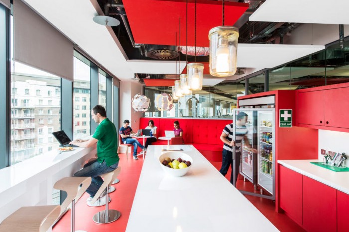 This self-serve 'free food and drink' cafe is standard fare within the offices