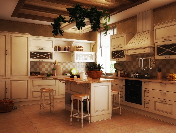 Warm peachy tones and creamy whites play nicely together exuding a warmth and comfort every kitchen should have.