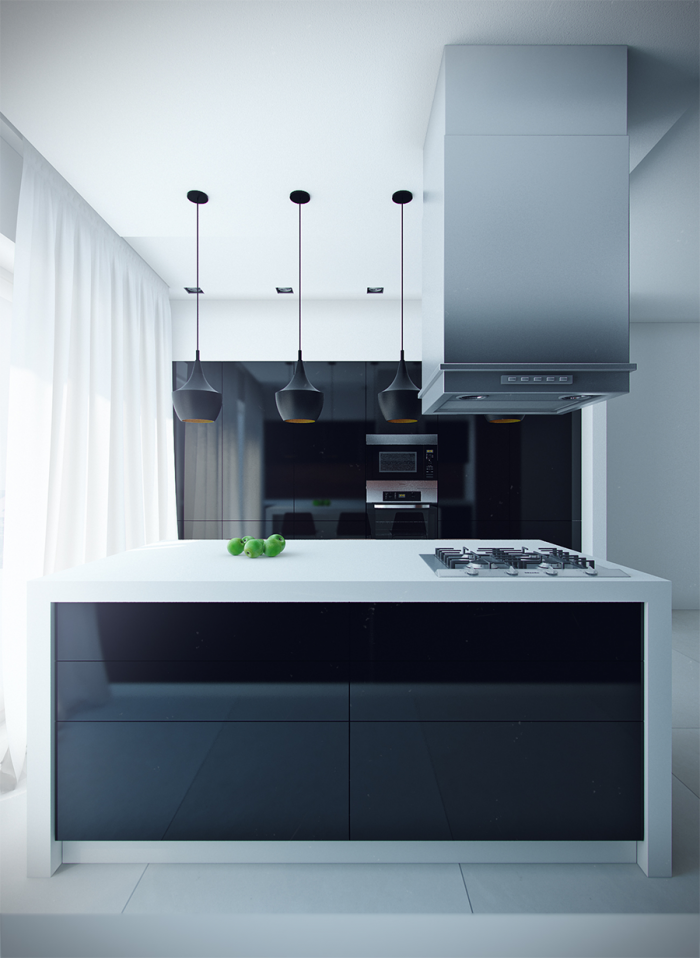 sleek modern kitchen with island