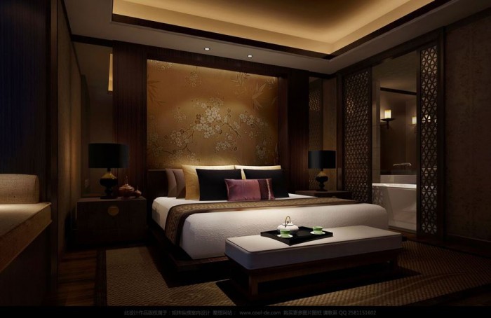 printed chinese silk headboard luxury bedding