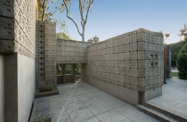 Frank Lloyd Wright Millard House concrete block exterior spaces