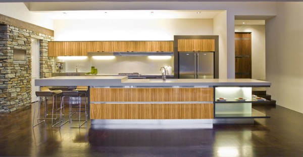 bamboo accented modern kitchen