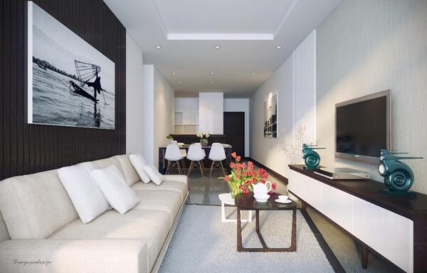 black and white modern living space