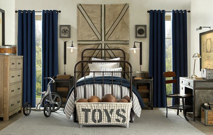 blue and natural antique boys room union jack