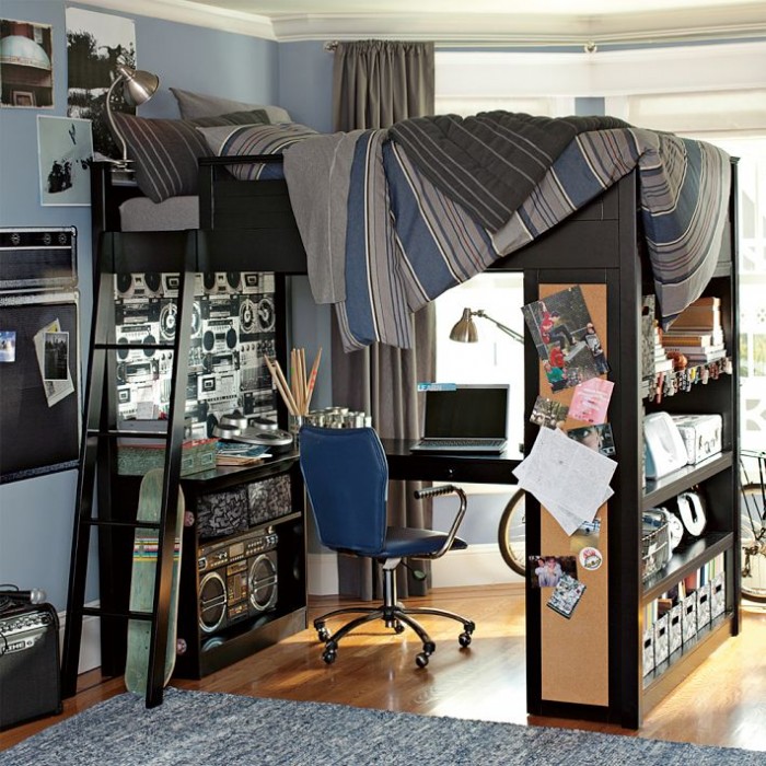 bunk bed with workspace boys room