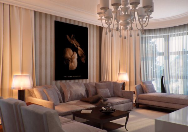 contemporary dining room adjacent living