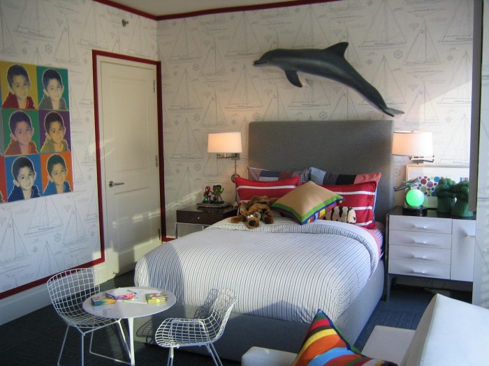 creative boys room with dolphin and popart