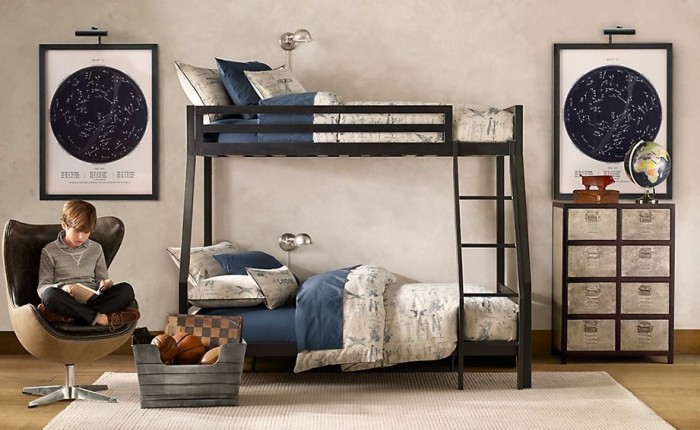 double bunk bed boys room with educational influence