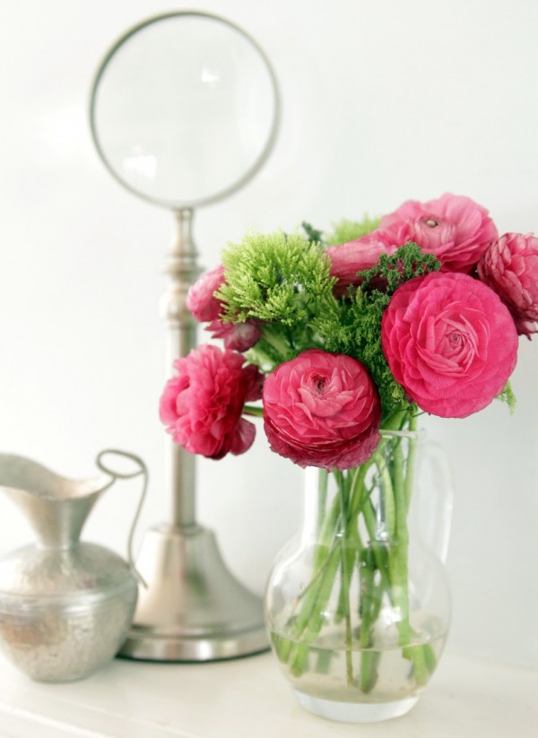 floral dresser top floral arrangement with silver accessories