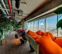 Employees seeking a little alone time and reflective solace can certainly find it in one of the wagons filled with comfy pillows set overlooking the skyline.