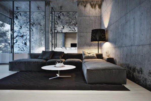 grey house living space 2