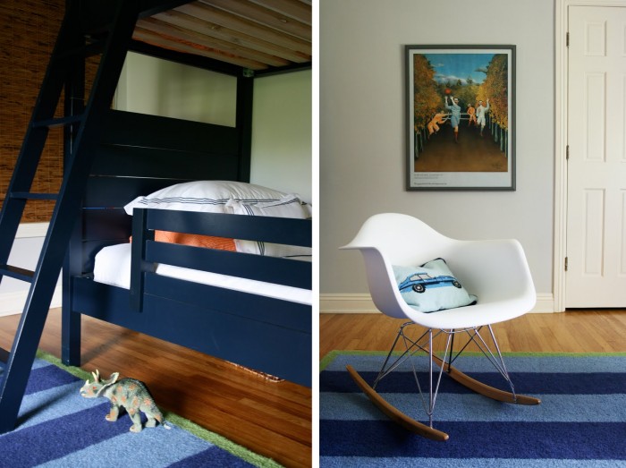 modern blue and bunk bed boys room