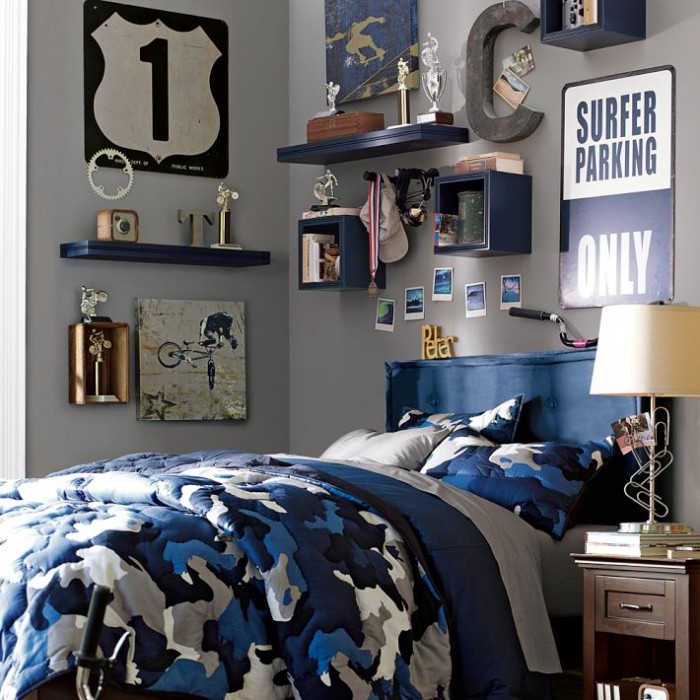 street theme blue and grey bedroom