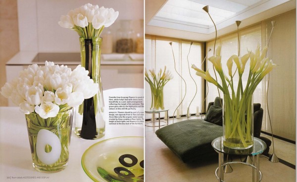 white tulips and calla lilies kitchen dining