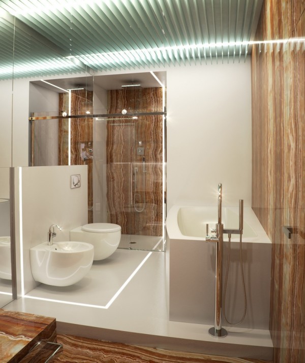 Alexander Lysak Visualization- sedimentary layered marble bathroom with bide