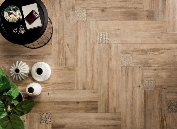 medium Angled wooden floor tiles