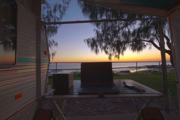 The conventional wisdom also says that a change is as good as a holiday. However, not all professions allow for the mobility depicted in this image of a travel writer's dream. Having said that, one should seek to utilize the versatility of laptops and mobile technology, and apply this principle to spaces within the home. Flexibility in one's approach to working from home and a willingness to stimulate the flow of creative juices by embracing spaces both indoor and outdoor will do much to make the combination of domestic and professional a harmonious one.