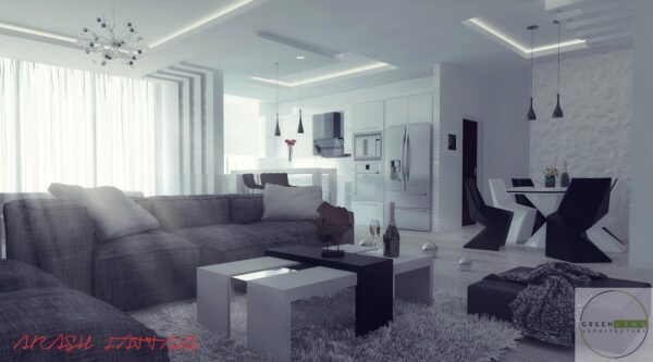 Arash Fatahii- monochrome living with art deco lines