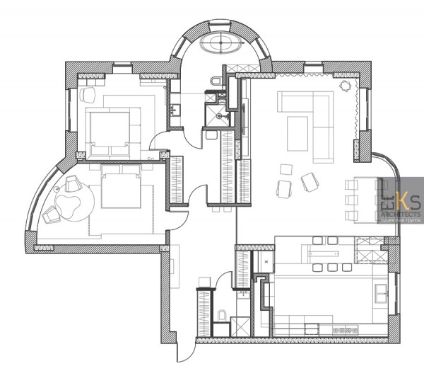 Leks Architects Kiev Apartment- Plan