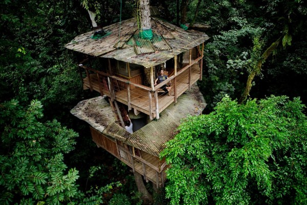 The many decks of the  treehouses allow for relaxing moments to be one with the surrounding lush jungle and beyond.