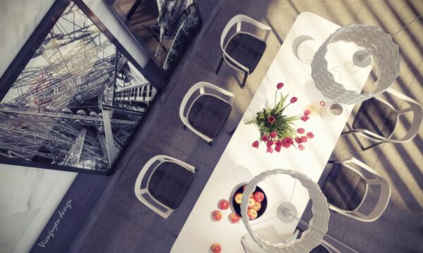 feminine industry dining in contrasting white and stone feminine industry dining in contrasting white and stone