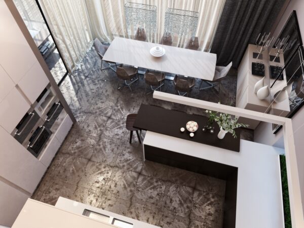 modern neutral dining room kitchen 1