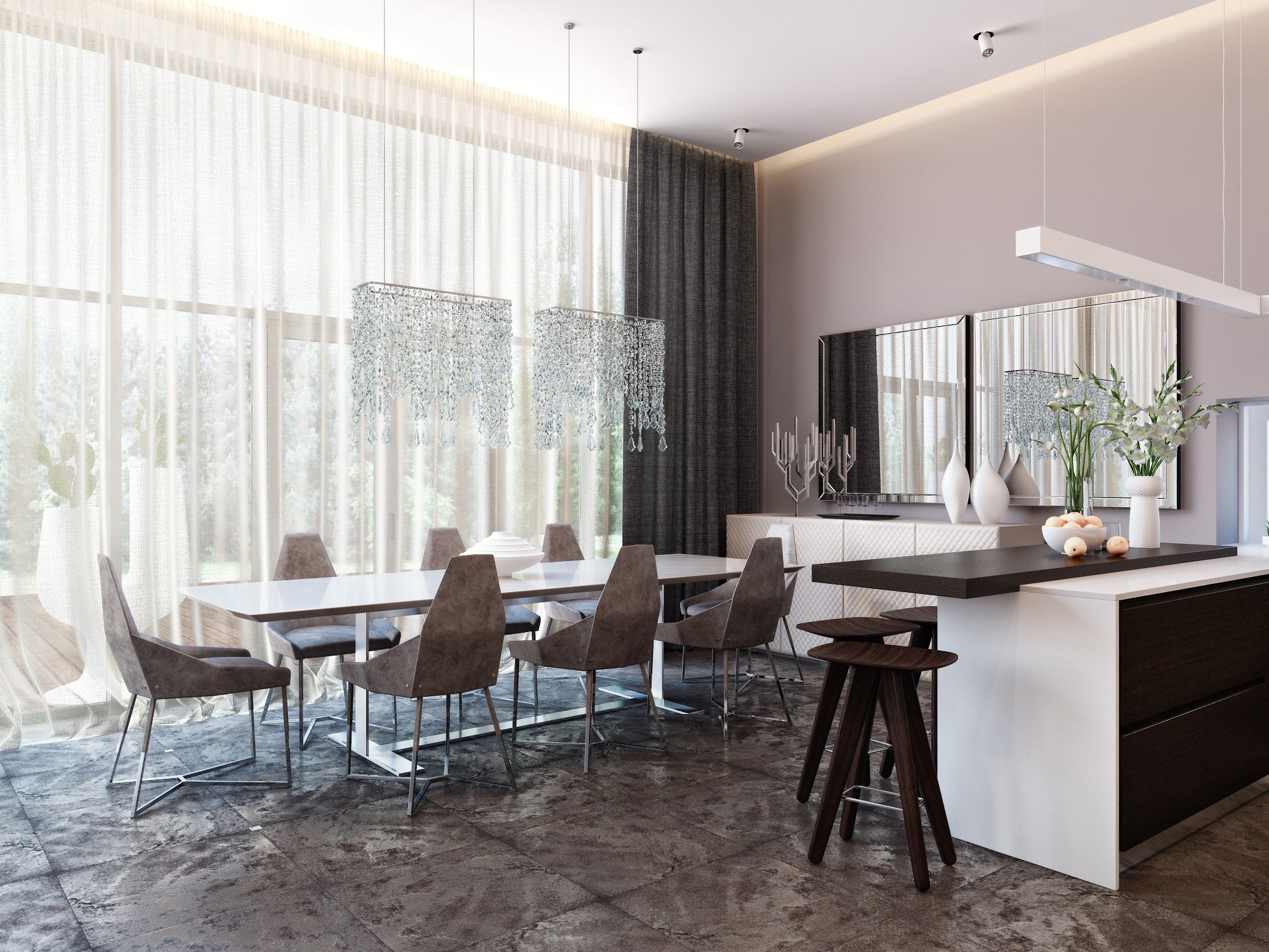 modern neutral dining room