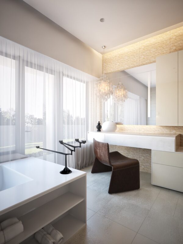 modern neutral master bathroom 1