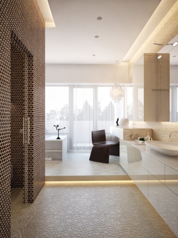 modern neutral master bathroom 2