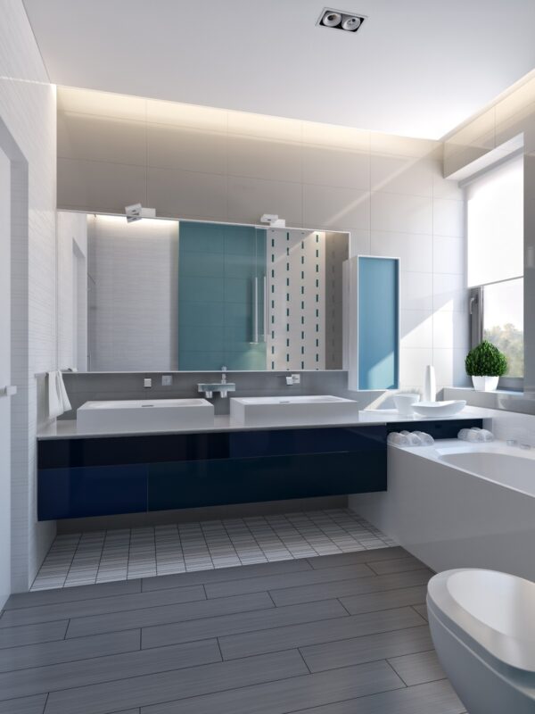 modern vibrant blue bathroom 1