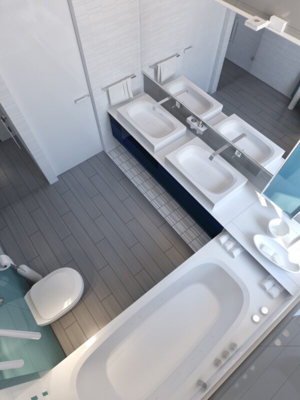 modern vibrant blue bathroom 2