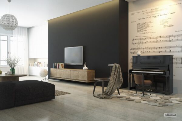 monochrome lounge with dark feature wallpaper monochrome lounge with dark feature wallpaper