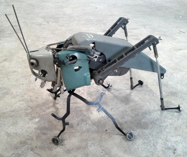 A grasshopper assembled from many casing parts comes to life in most realistic way.