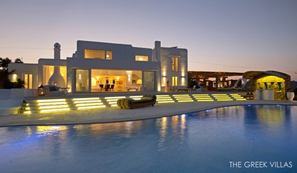 night view mediterranean villa