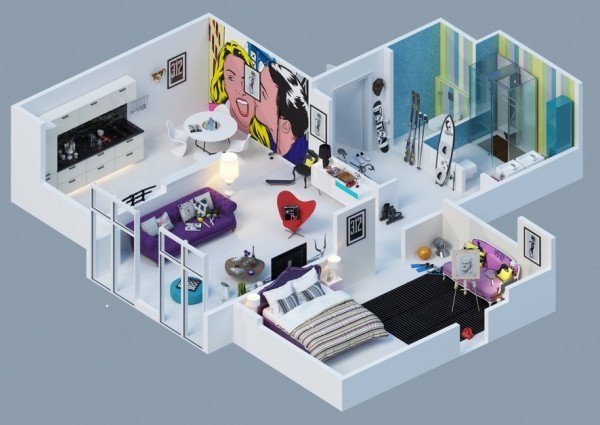 colorful pop art apartment