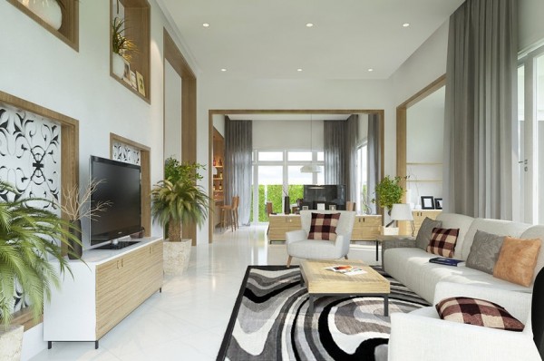 elongated living room design