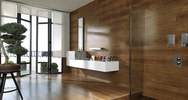 Another bathroom using wood instead of stone tiles which adds a zen feel to this space.