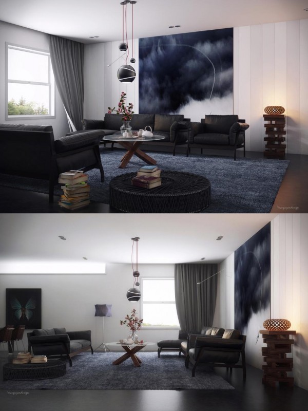 Decorating for masculine tastes can be a challenge. By bringing in dark elements and more neutral artwork, this living room feels fit for a space king.