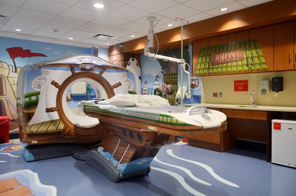 Rather than replace the scanner with the plain white, sterile contraption that can be found at most hospitals, they decided to jazz things up. The new machine, which is specifically designed to deliver the lowest dose of radiation possible to the patient, is also designed to look like a pirate ship!