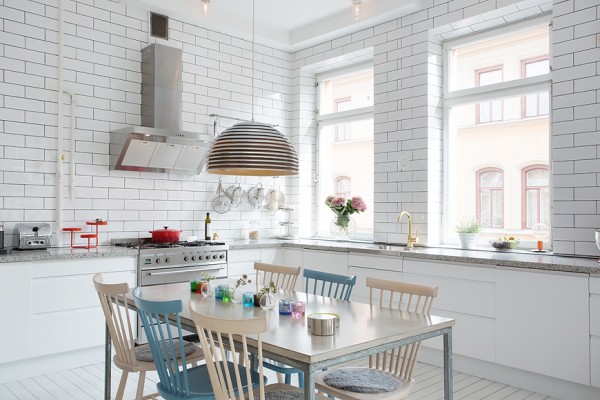 3 white tiled kitchen