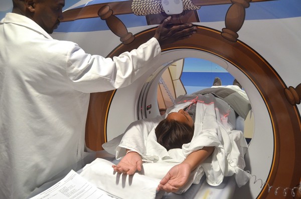 6 patient in CT scanner