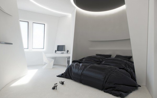 futuristic bachelor bedroom