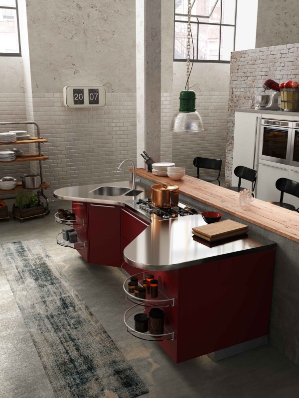 rustic wood breakfast bar 600x800 Chia sẻ cách tân trong thiết kế nhà bếp hiện đại theo phong cách Italia