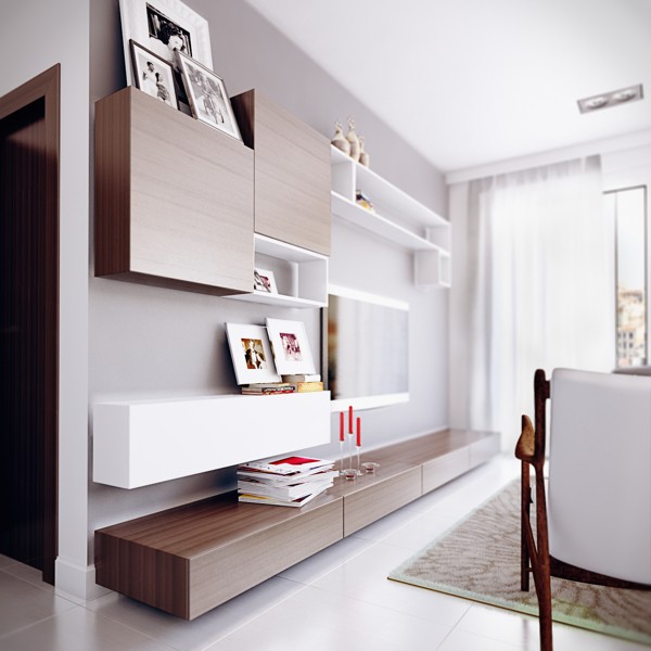 sleek wall shelving